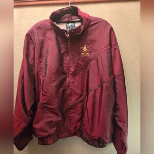 Vintage 2B Active Embroidered Windbreaker | 90s Burgundy Statement Jacket